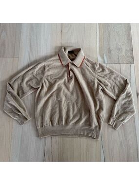 Corneliani Tan Polo Sweater Wool Size Medium